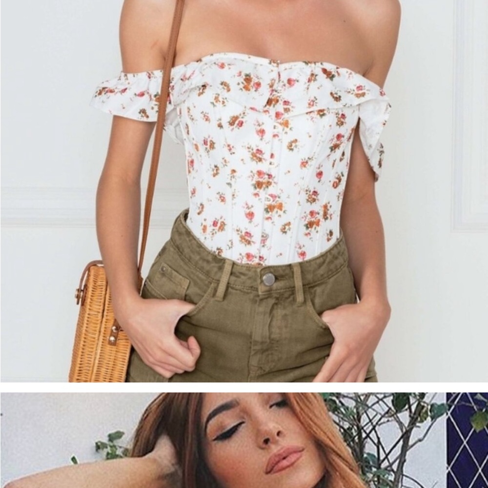 Corset Story Floral Straight Line Overbust With
OTS Collar